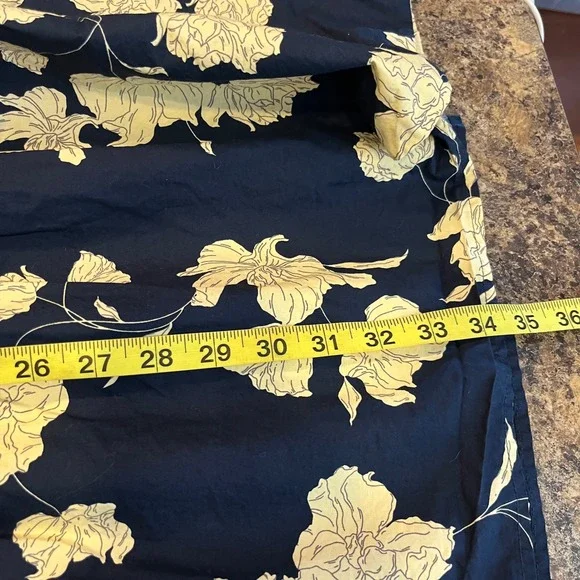 Sanctuary Floral Midi Skirt Medium Navy Cream Tiered Boho Elastic Waist Lined - Picture 9 of 9